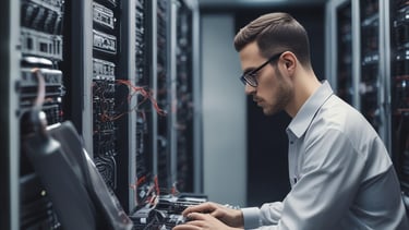A handyman repairing a kitchen faucet with tools.