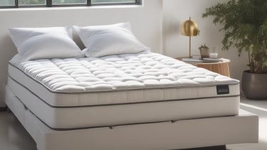 A freshly cleaned mattress displayed in a bright room.