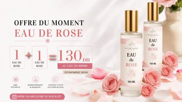 Duo Eau de Rose 100ml x2 Maroc, offre 130 DH au lieu de 150 DH