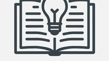 Icon of a lightbulb and book symbolizing an AI knowledge base for intelligent answers.