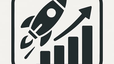 Rocket and graph icon representing launching the AI agent and tracking results.