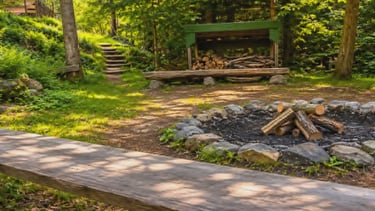 firepit access next to the stream