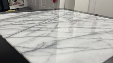 Polishing marble coffee table for a smooth, glossy finish
