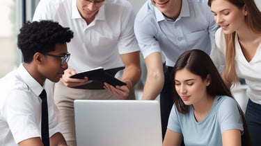 A diverse group of students studying together.