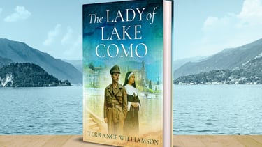 a book cover of the lady of lake como