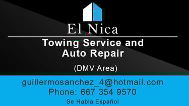 a business card for a towing service