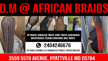 a woman with long hair and a red background with a red and black text that