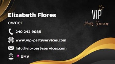 a business card with a gold and black business card