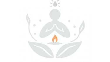 Logo with flame in persons belly highlighted orange