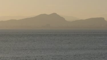 Arthur Seat and Edinburgh seen from Dalgety Bay. Lumix