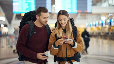 Couple Phone in the airport