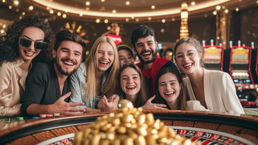 a group of people standing around a roulet roulet roulet