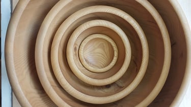set of hand turned wood bowls