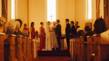 Emotional ceremony moment guests and couple