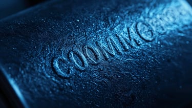 Sharp macro photography of treated metal surface showing zero corrosion or wear after five years of salt spray testing, high-contrast cool studio lighting, deep navy and electric cyan tones, extreme close-up, 35mm