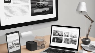 A sleek laptop displaying a responsive business website on screen.