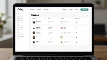 Crisp mockup of a modern web application dashboard on a desktop screen, clean slate gray interface, natural daylight glow.