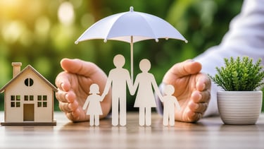 Family under umbrella symbolizing financial protection and term insurance security in India