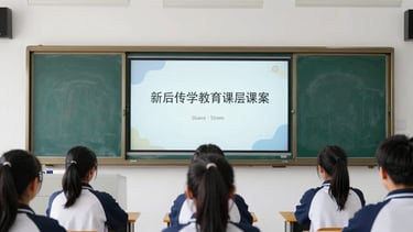 A clean video preview frame showing a physical education seminar presentation, bright daylight, 50mm lens.