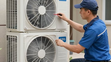 Freshly installed sleek air conditioning system inside a bright home.