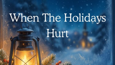 a lantern light lantern with a christmas tree in the background