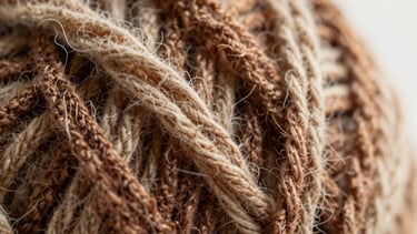 Rows of knitting yarn spools in various textures and colors, set against a minimalist black backdrop.
