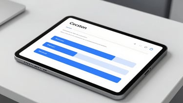 High-fidelity UI mockup of a secure document dropzone, showing a PDF declaration page being parsed with clean blue extraction progress bars, set against a clinical white workspace background.