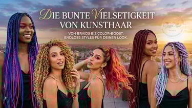 Diverse women showcasing colorful synthetic hair extensions, braids, and curls in various vibrant shades.
