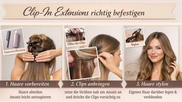 Step-by-step tutorial on how to apply clip-in hair extensions for volume and length.
