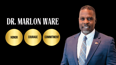 Dr. Marlon's leadership qualities of honor, courage, and commitment