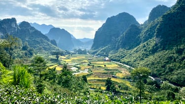 a mountain view of a valley in Vietnam