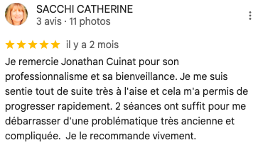 Témoignage Google : gestion des émotions et anxiété avec Jonathan Cuinat hypnothérapeute