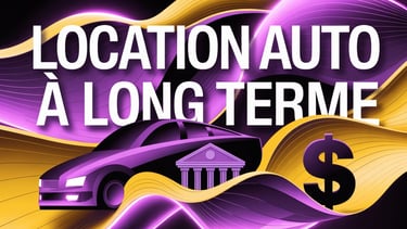 Location Auto à Long Terme avec une voiture derrière une institution financière