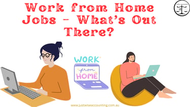 Work from home jobs are available. Two women work on laptops, one at a desk and the other on a bean 