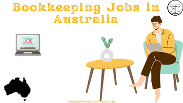 Bookkeeping jobs in Australia. A man sits with a laptop, next to a table with a vase. A laptop scree