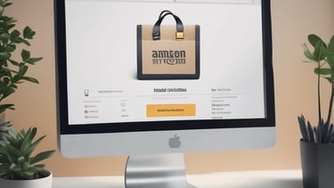 A smartphone displaying the Amazon logo against a plain background, positioned at an angle on a wooden surface.