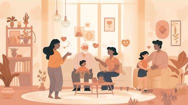 a family heartify nurturing their young ones and providing a conducive environment to growth