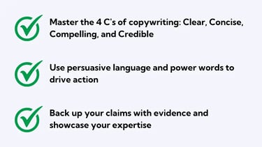 master the 4 Cs of copywriting: clear, concise, compelling, credible