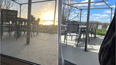 Avant après d'un nettoyage de vitres chez particuliers baie vitrée - m&m services pro rouen