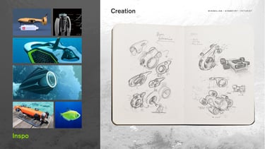 UNDERWATER DRONE KORE AUV SKETCHES