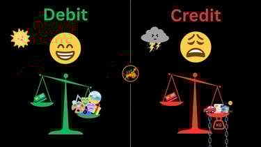 debit vs credit smiley emoji weary emoji scales