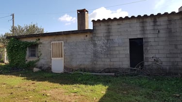 a house with a bicycle leaning against a wall