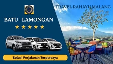 Travel Rahayu Malang rute Batu ke Lamongan pakai mobil Innova, Avanza, Calya dengan latar Gunung