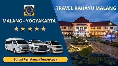 Travel Malang ke Yogyakarta dari Travel Rahayu Malang pakai mobil Hiace dan gedung Balai Kota Malang