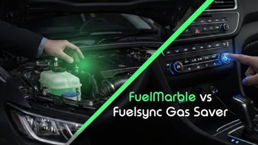 Comparison of Fuelmarble in a coolant reservoir vs a Fuelsync stabilizer plugged into a car 12V cigarette lighter socket.