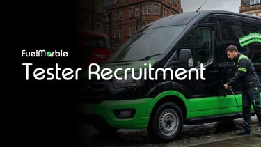 UK delivery driver with van participating in FuelMarble fuel-saving tester program.