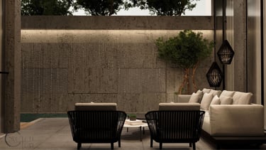 backyard area includes a pool with a stylish poolside view