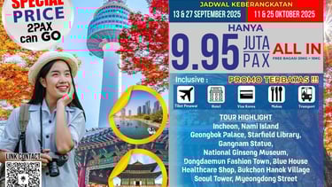 Paket Tour Korea, Namsan Tower, Nami Island, Starsfield Library, Gangnam, Itaewon, Hanbok, Blue Hous