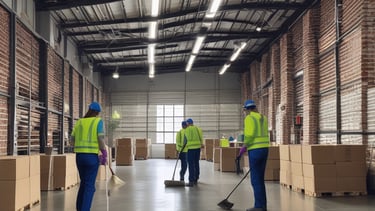Professional cleaner wiping a large office window