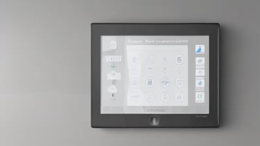 An alarm system control panel with indicators.
